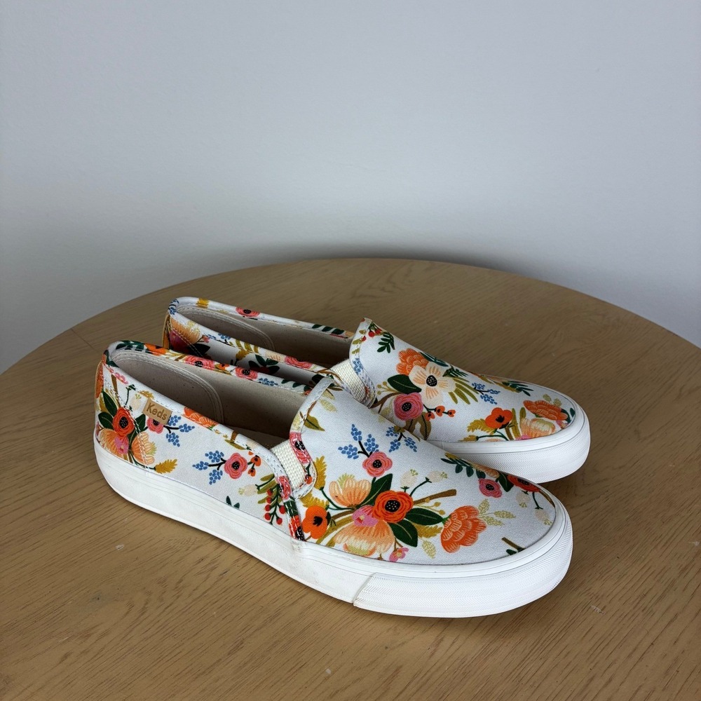 Keds x Rifle Paper Co Double Decker Floral Slip On Sneakers Womens 9.5 Summer